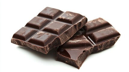 chocolate pieces isolated on white