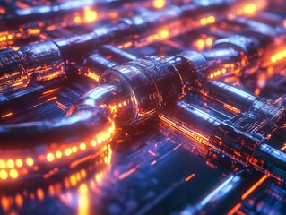 Digital Visualization of a Blockchain Network Supporting Low Resolution Futuristic Technology Art Abstract Environment Close-Up Viewpoint Innovation Concept