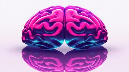 Obraz premium Glowing Brain Hologram in Vibrant Vector Style