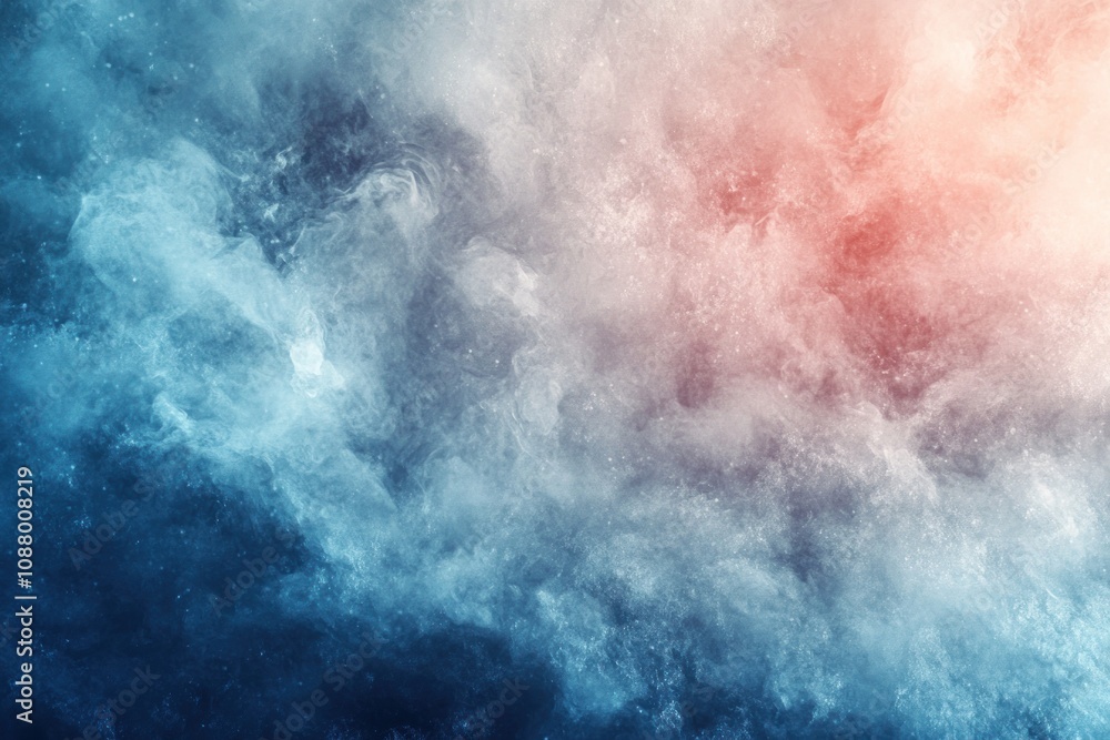 Poster abstract background with blue and red clouds and a soft glow in the center.