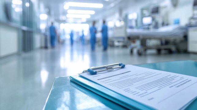 Healthcare Professionals Discussing Patient Data in Hospital