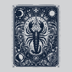 scorpio zodiak ouija tarot playing card tattoo