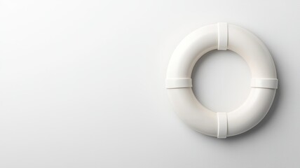 Life saving Safety Concept. A white lifebuoy floats against a minimalistic background, symbolizing safety and rescue in water-related scenarios.