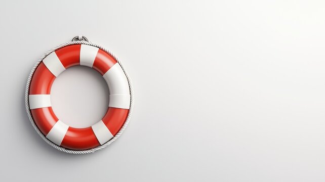 Life saving Safety Concept. A vibrant life preserver floats against a light background, symbolizing safety and rescue on water.