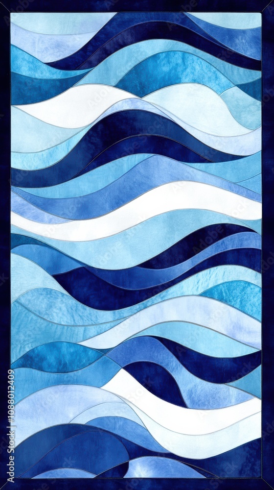 Aufkleber abstract wave pattern in shades of blue creating a tranquil and serene atmosphere for modern interio