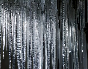 Obraz premium frozen icicles winter melting ice texture macro closeup background