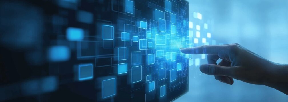 Advanced Technology Digital Interaction Hand Glowing Interface Workflow Automation Business Process