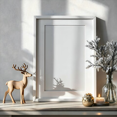 Nordic Christmas Frame Mock-Up with Minimalist Holiday Elements