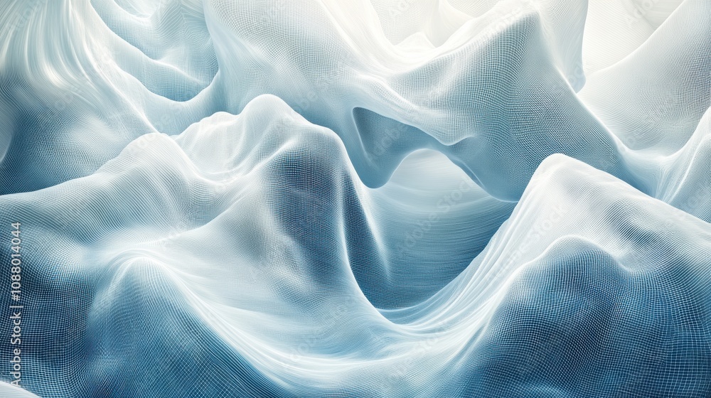 Poster soft blue abstract waves with gentle textures and flowing forms capturing a serene and dreamy aesthe