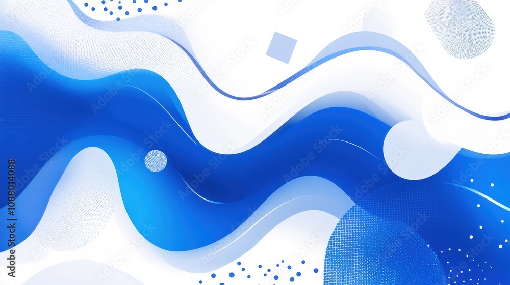 Poster abstract blue wave pattern with smooth curves and shapes for use in backgrounds, website designs, an