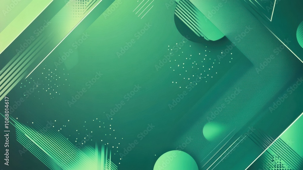 Poster abstract green background with geometric shapes and lines for modern and creative design projects, p