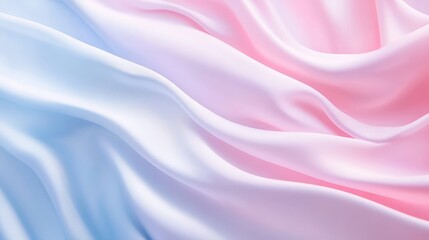 Obraz premium Soft and Elegant Flowing Fabric in Pastel Pink and Blue Shades, Ideal for Backgrounds, Textiles, Fashion, and Creative Projects Focusing on Serenity and Comfort