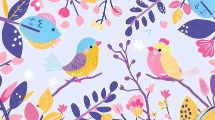 Cute Artistic Cartoon Background - A Whimsical World of Delightful Visuals. The Colorful and Playful Elements, with Their Charming Designs, Creating a Captivating and Imaginative Scene