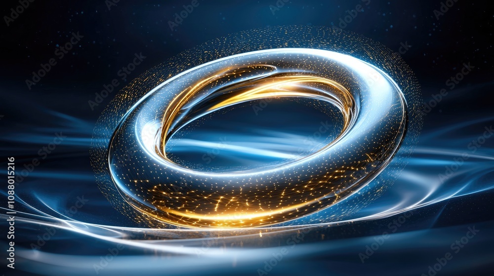 Aufkleber abstract glowing futuristic torus in dynamic swirling light patterns, mesmerizing visual effect, viv