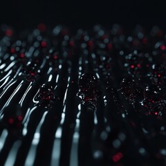 Abstract Pattern of Glossy Red Droplets on a Dark Surface Reflecting Light in a Minimalist Artistic Composition for Modern Design Projects