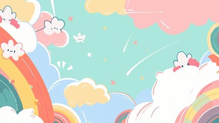 Cute Artistic Cartoon Background - A Whimsical World of Delightful Visuals. The Colorful and Playful Elements, with Their Charming Designs, Creating a Captivating and Imaginative Scene