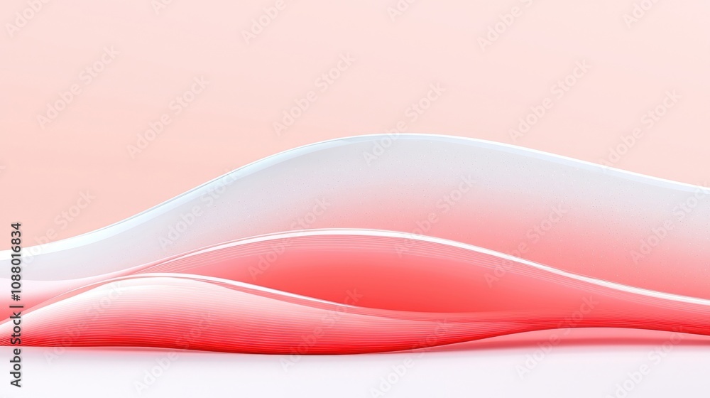 Poster abstract wave design in soft pink and white tones represents movement and harmony creating a calm at