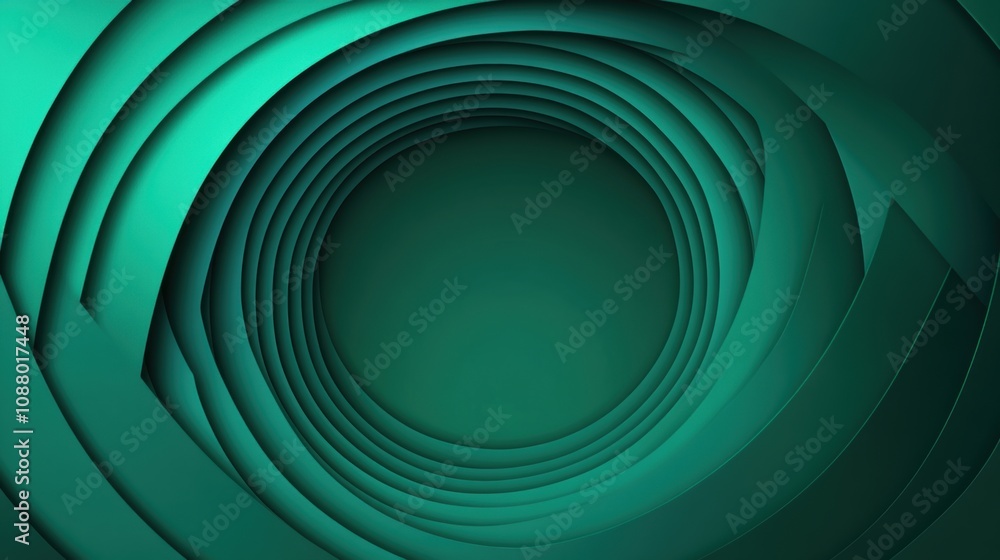 Poster vibrant abstract circular layers in shades of green with smooth gradient effects for modern design a