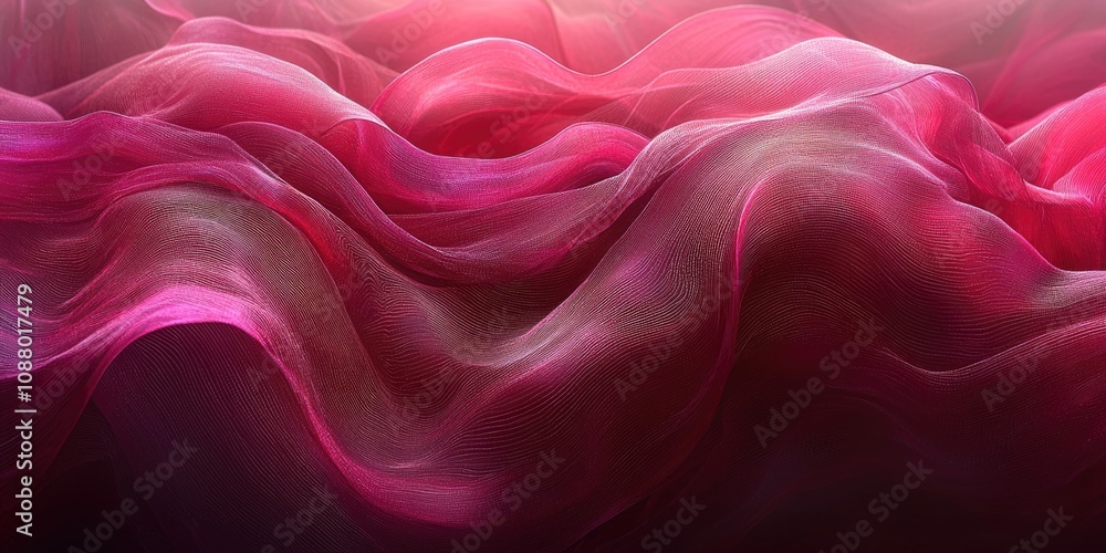 Aufkleber abstract flowing fabric in shades of pink and red creating soft waves and smooth textures illustrati