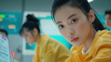 A diverse group of professionals engages in a collaborative brainstorming session in a sleek, modern office setting.