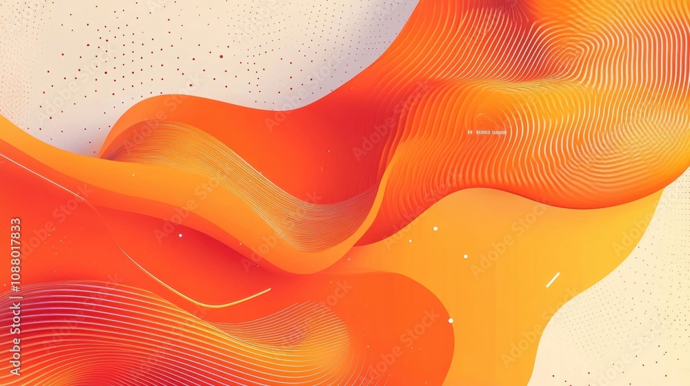 Poster Abstract Orange Waves with Smooth Curves and Lines Against Light Background, Artistic Flowing Patterns for Creative Design and Background Use