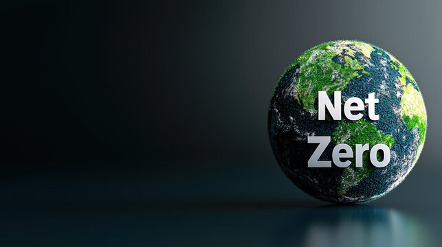 Abstract globe representing sustainability with net zero goal