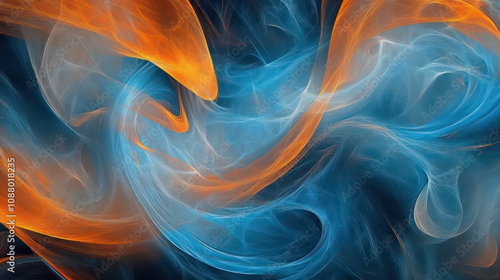 Poster bold waves of interlaced blue and orange create dynamic, fluid motion in this abstract digital image