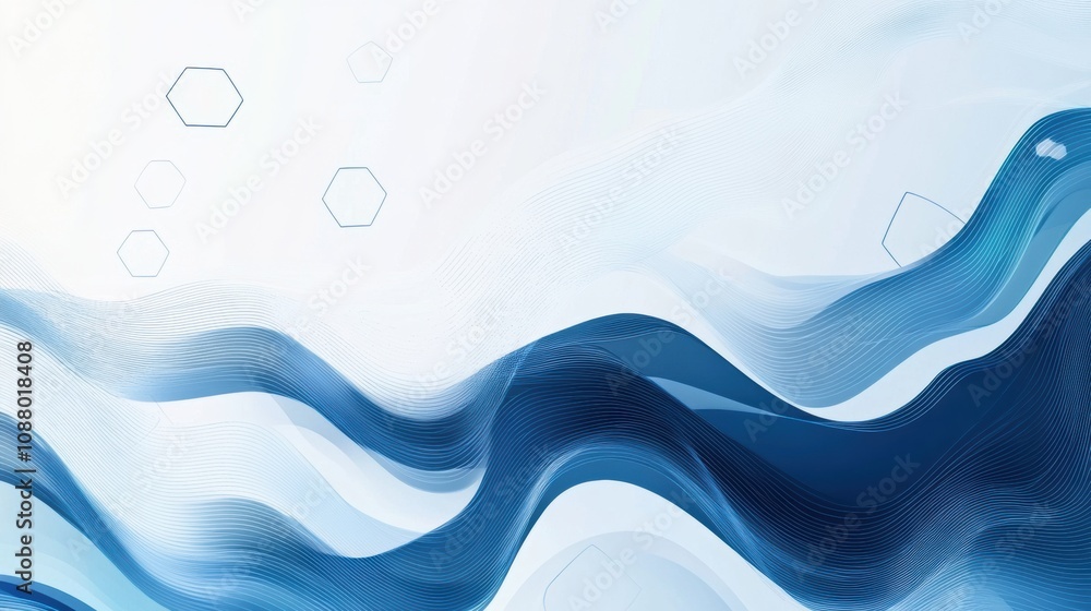 Poster Abstract Blue Wave Design with Smooth Curves and Light Background for Use in Modern Websites or Digital Presentations