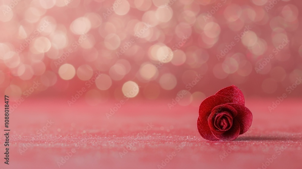 Aufkleber a vibrant red rose stands out against a captivating red bokeh backdrop, creating a stunning visual w