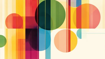 Vibrant Abstract Design Featuring Colorful Circles and Stripes Representing Modern Artistic Expression and Contemporary Aesthetic for Creative Projects