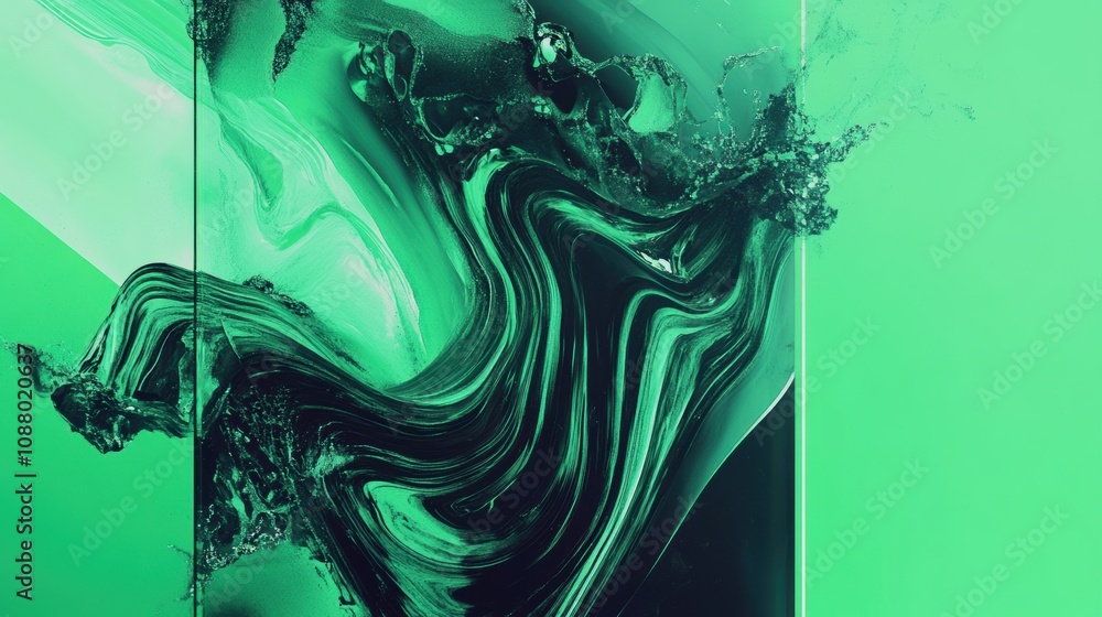 Poster abstract green splash art with fluid patterns and smooth textures create a vibrant visual experience