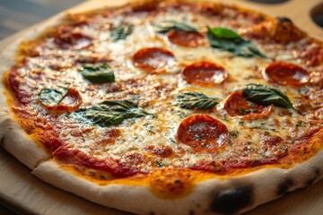 Delicious Pizza on Table Close Up