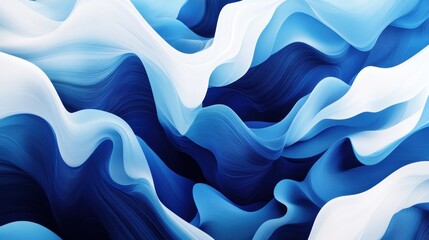Obraz premium Abstract Waves in Shades of Blue and White Creating a Fluid Movement, Perfect for Backgrounds, Textures, and Modern Art Design Projects