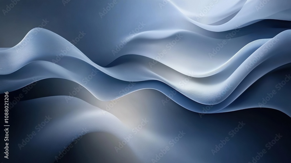 Poster abstract wave patterns in soft blue tones creating a tranquil and serene atmosphere, perfect for bac