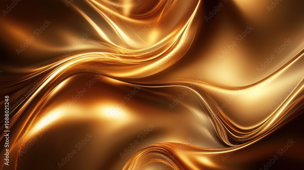 Poster Shimmering Golden Waves of Satin Fabric in Soft Focus Creating an Elegant and Luxurious Background for Design and Artistic Projects