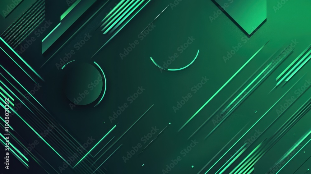 Poster modern abstract background with geometric shapes and dynamic lines in green and black tones for crea
