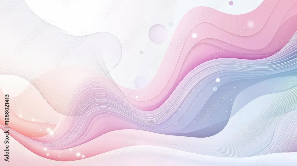 Poster soft and elegant flowing abstract background with gentle waves of pink and white colors for creative