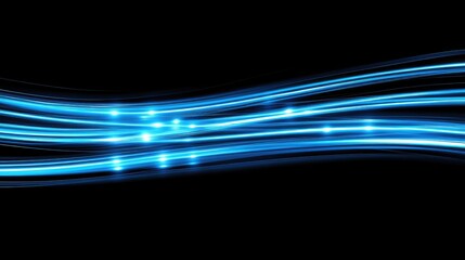 Dynamic Blue Light Waves on a Black Background Representing Modern Technology, Innovation, and Energy Flow in a Stunning Visual Design for Abstract Art Contexts