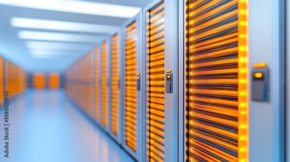Poster neatly designed data center with modern servers