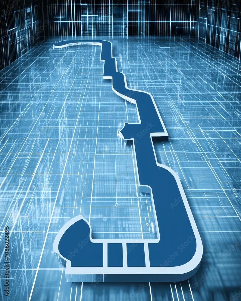 Poster abstract blue digital circuit design representing technology innovation with futuristic background a