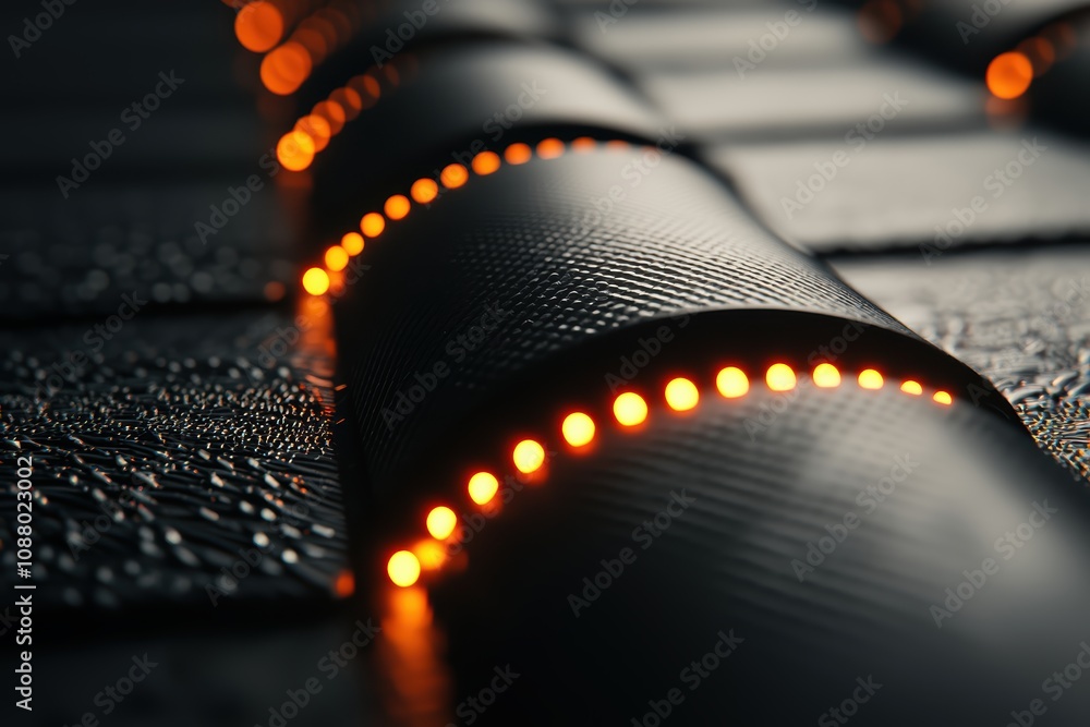 Poster abstract close-up of textured surfaces with illuminated orange lights creating a captivating pattern