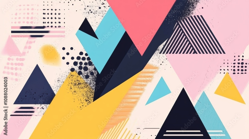 Poster vibrant abstract geometric shapes and colorful patterns in a modern artistic design for creative pro