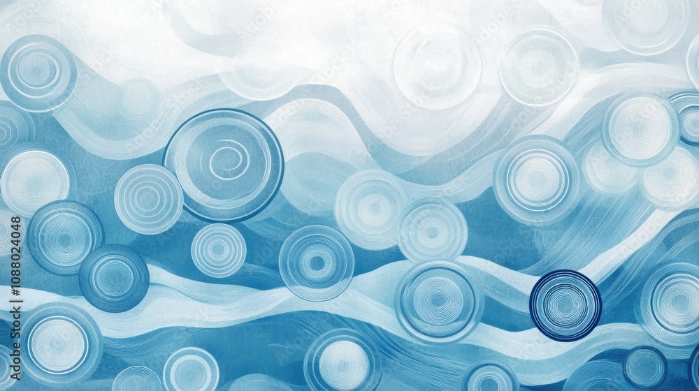 Aufkleber abstract blue waves with circular patterns and smooth blends of light and dark tones suitable for ba