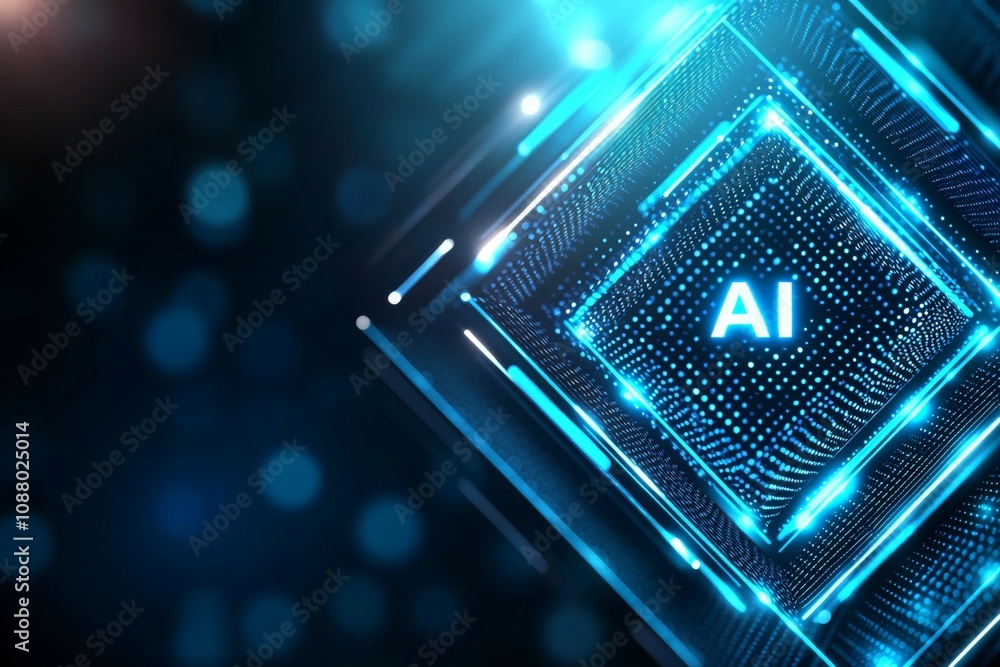Poster ai abbreviation artificial intelligence. backdrop with selective focus and copy space