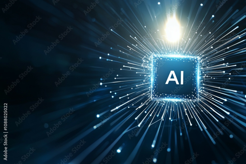 Poster ai abbreviation artificial intelligence. backdrop with selective focus and copy space