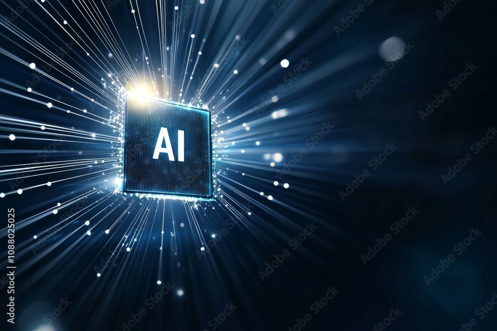 Poster ai abbreviation artificial intelligence. backdrop with selective focus and copy space