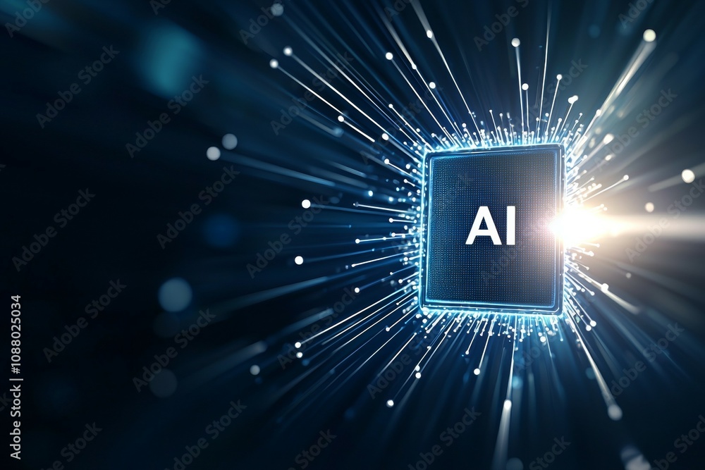 Poster ai abbreviation artificial intelligence. backdrop with selective focus and copy space