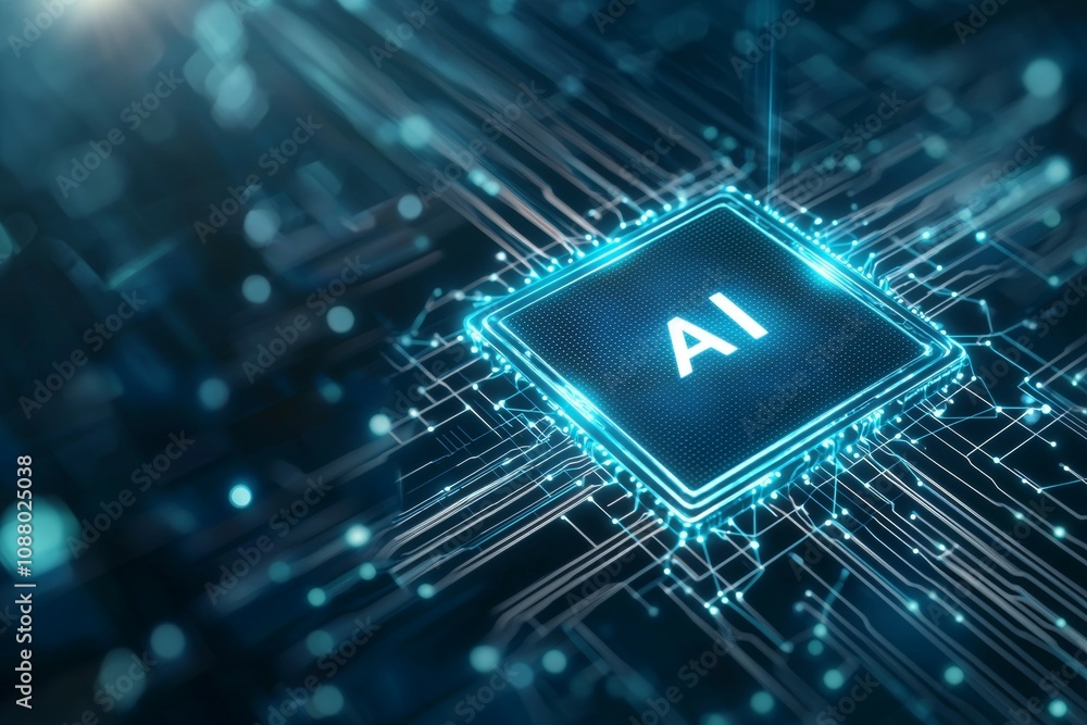 Poster ai abbreviation artificial intelligence. backdrop with selective focus and copy space