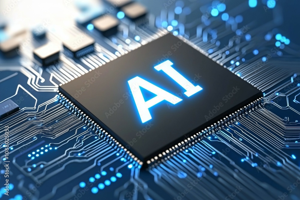 Poster ai abbreviation artificial intelligence. backdrop with selective focus and copy space