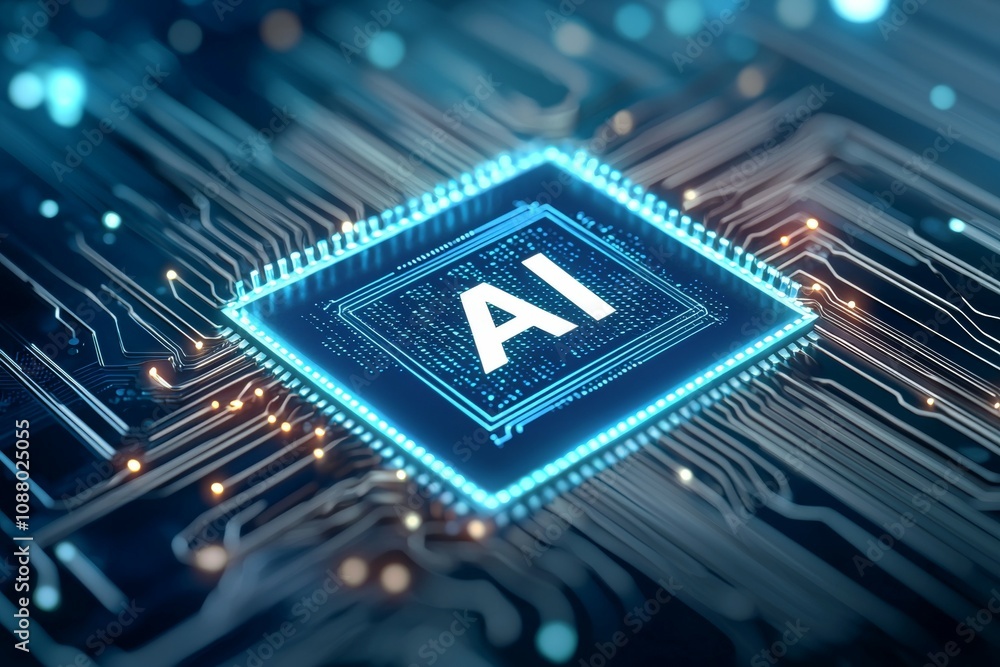 Poster ai abbreviation artificial intelligence. backdrop with selective focus and copy space